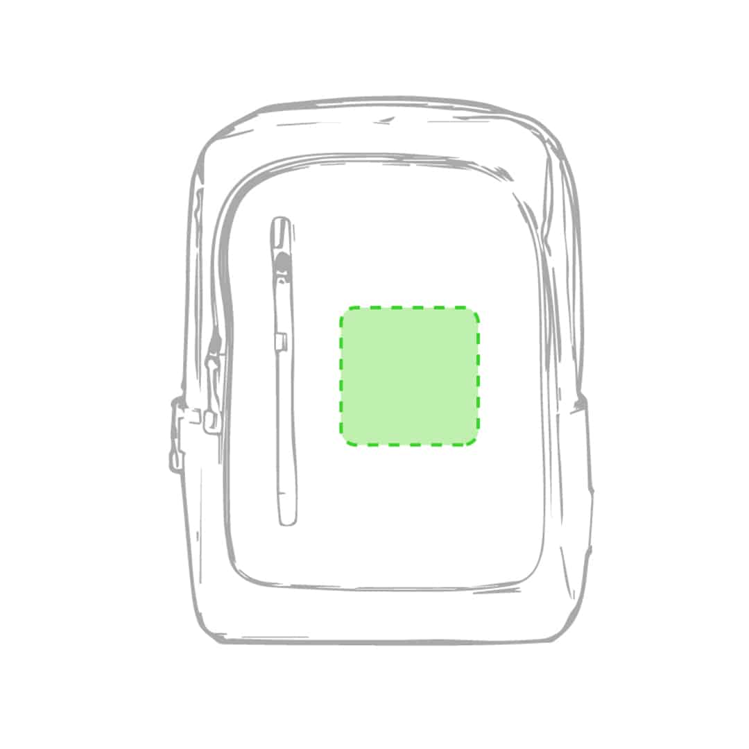 En el frontal de la mochila