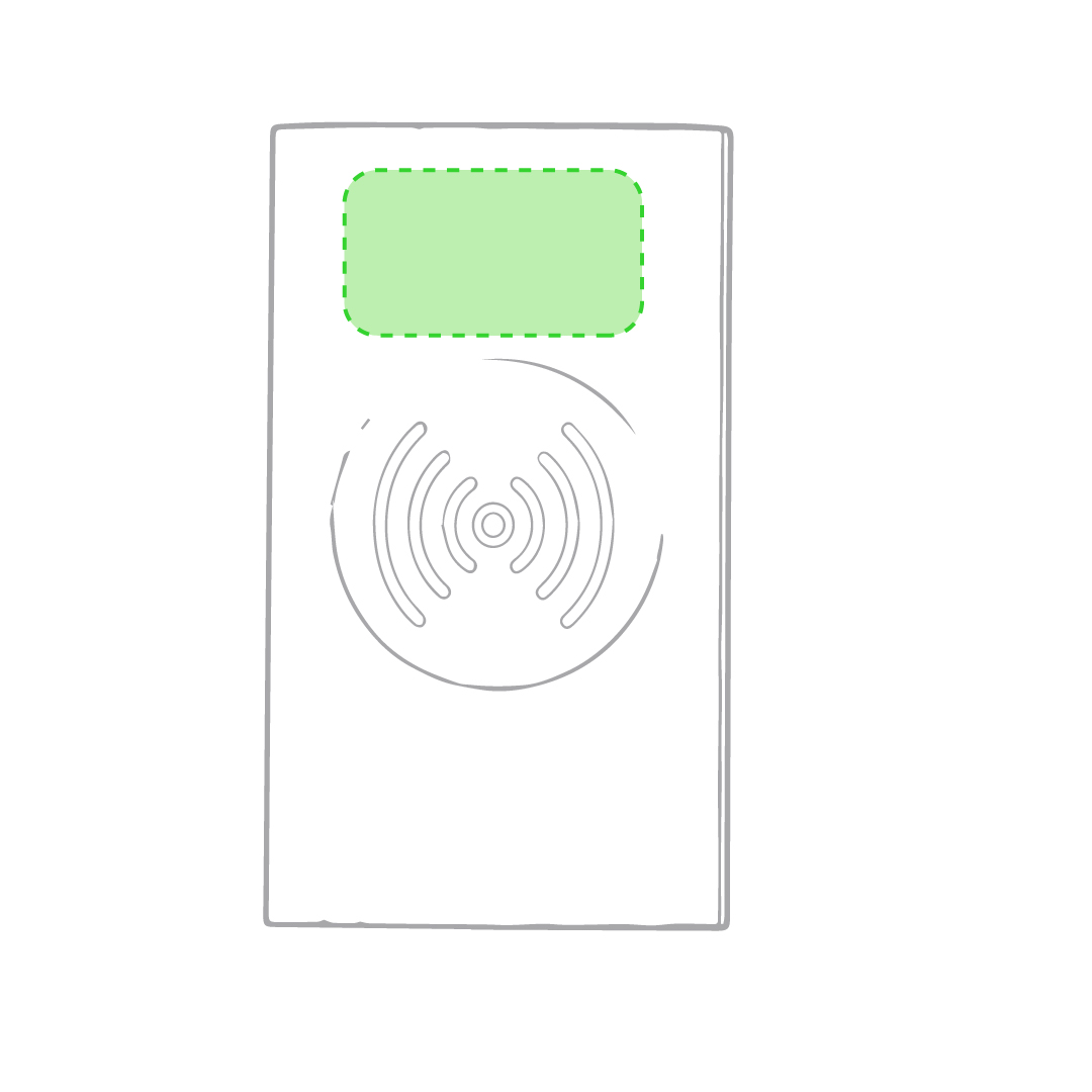 En la parte superior en la cara frontal