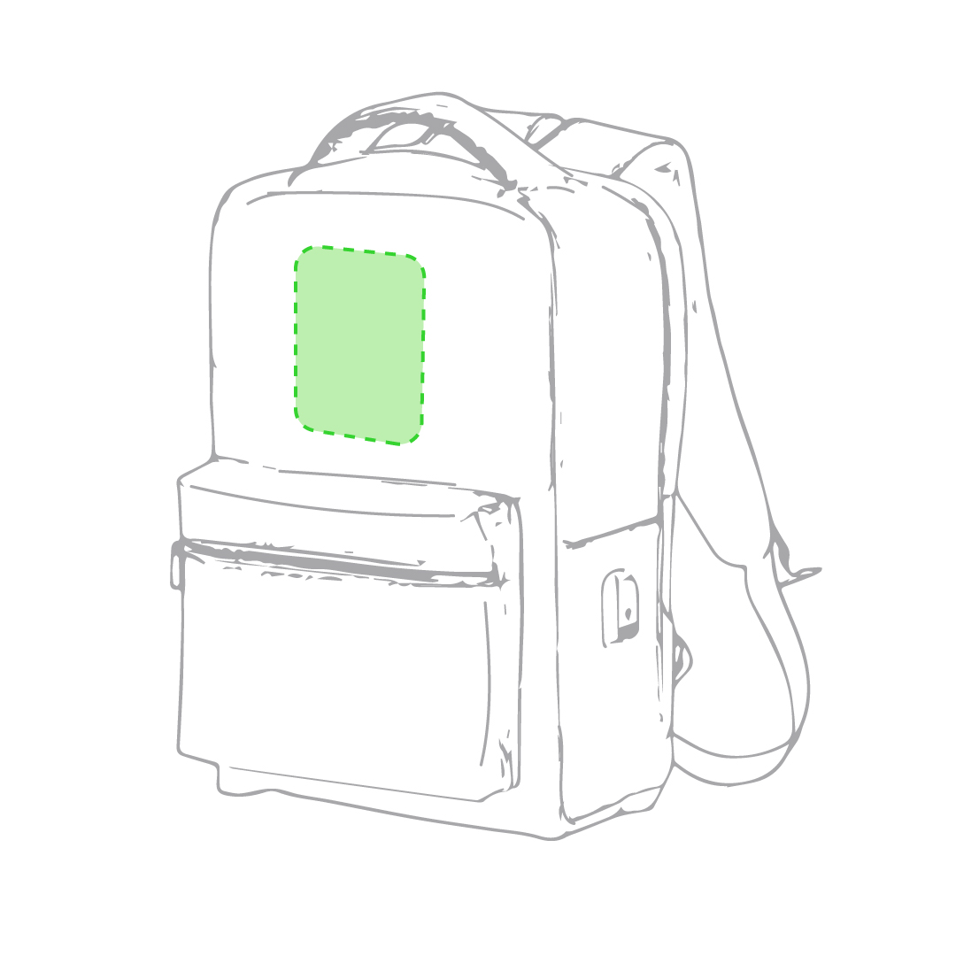 En el frontal de la mochila