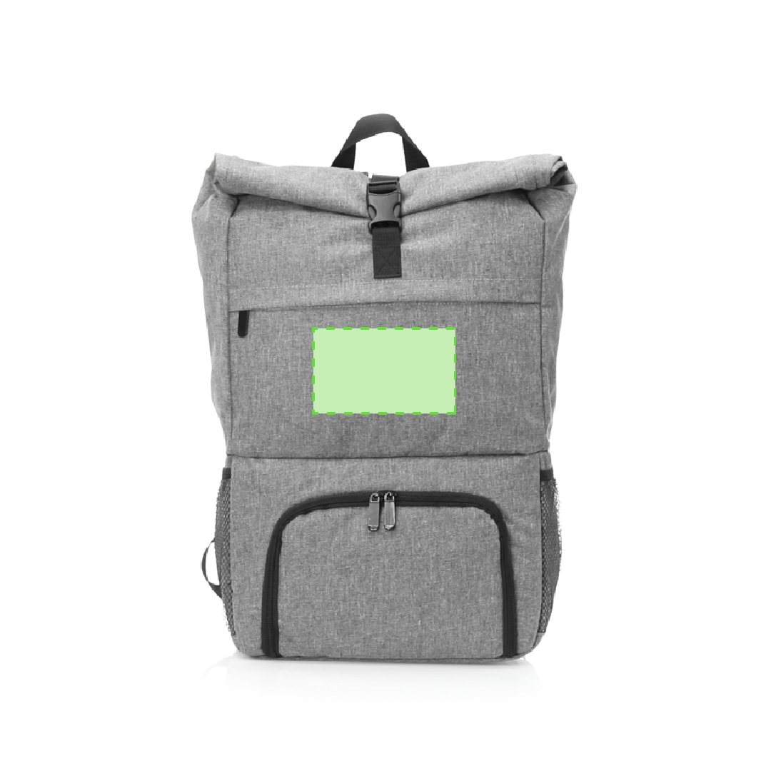 Bajo la cremallera de la cara principal